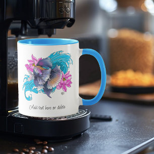 Taza Pez luchador siamés Betta olas de loto azul