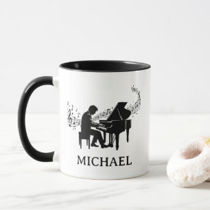 Taza Pianista Varón Personalizado - Música de Piano