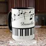 Taza Piano Music Notes Colores Personalizados personali<br><div class="desc">Moderna y personalizada taza de café con teclado de piano y notas musicales con nombre, monograma o texto personalizado en tu elección de colores y estilos de fuente (mostrados en blanco y negro). Ideal para profesores, músicos y profesionales de la música. La muestra se muestra en la taza de tamaño...</div>