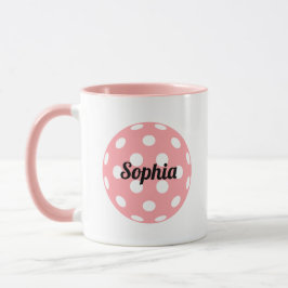 Taza Pickleball Ball Nombre personalizado rosa