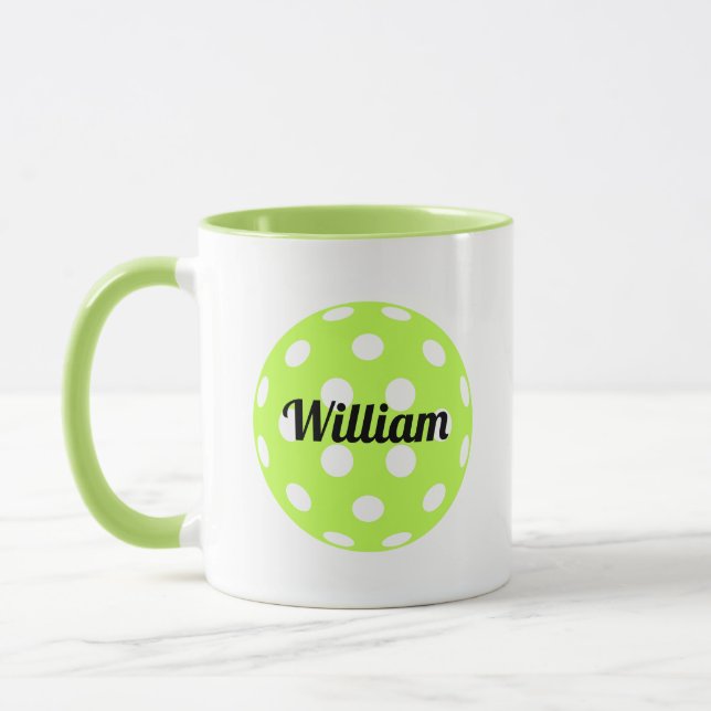 Taza Pickleball Ball Nombre personalizado Verde (Izquierda)