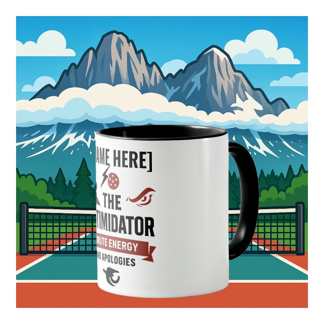 Taza Pickleball Coffee Mug With The Intimidator Design (PICKLEBALL PERSONALIZED NAME COFFEE MUG)