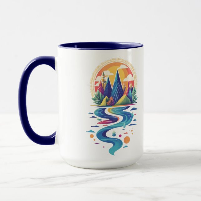 Taza Picos soleados y río que fluye (Izquierda)