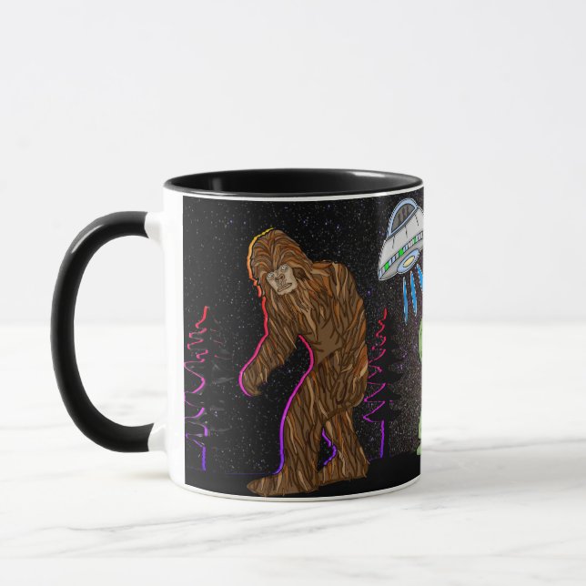 Taza Pie grande crippídica, Chupacabra, Alien, UFO Mug (Izquierda)