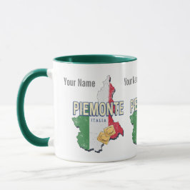 Taza Piedmont Italia Retro Región Mapa Pasta de cosecha