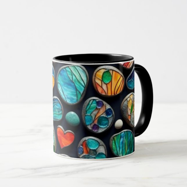 Taza Piedras pintadas de decoración brillante (Anverso derecho)