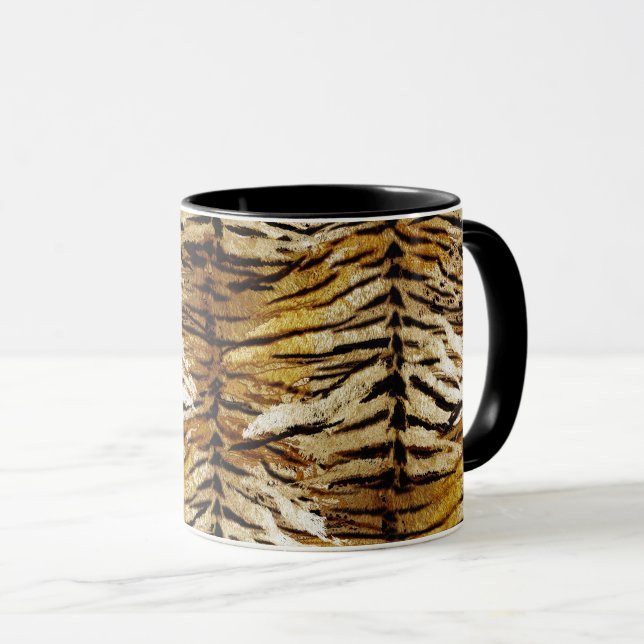 Taza Piel de tigre, elegante, tigre, rayado, huella ani (Anverso derecho)