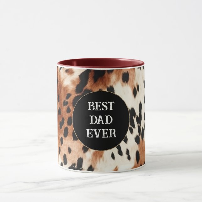 Taza Piel de vaca de animales de crema marrón (Centro)