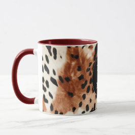 Taza Piel de vaca de animales de crema marrón