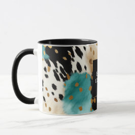 Taza Piel de vaca de Cowgirl occidental del crema negro