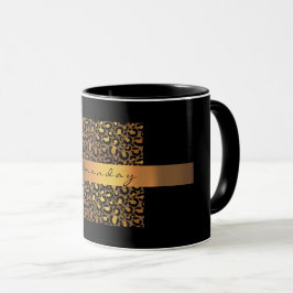 Taza Piel leopardo Black Honey Stripes de oro Nombre Sa