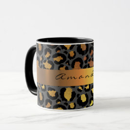 Taza Piel leopardo Negro Honey Gold Stripe Personalizad