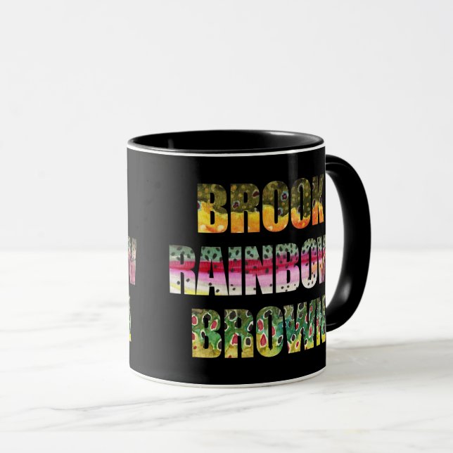Taza Pieles de trucha del arroyo, arcoiris y marrón (Anverso derecho)
