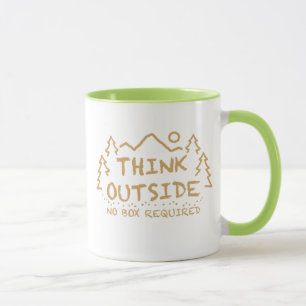 Taza Piense afuera, ninguna caja requerida