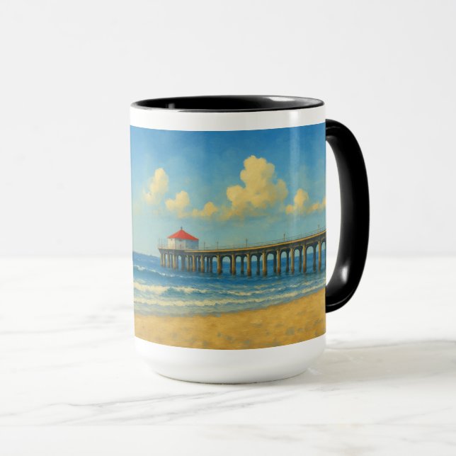 Taza Pier de Manhattan Beach con techo rojo (Anverso derecho)