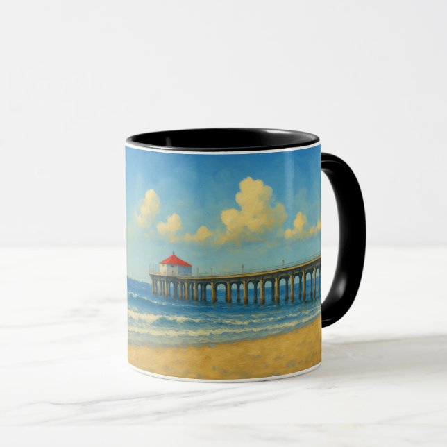 Taza Pier de Manhattan Beach con techo rojo (Anverso derecho)