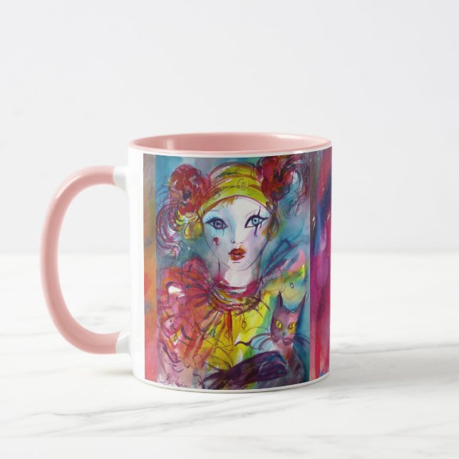 Taza PIERROT CON máscaras CAT / Venecianas de Mascarada (Izquierda)