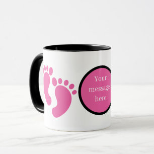 Taza Pies de niña bebé lindos agregar mensaje 
