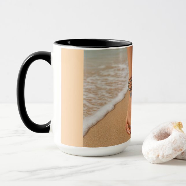 Taza Pies en la playa (Con donut)