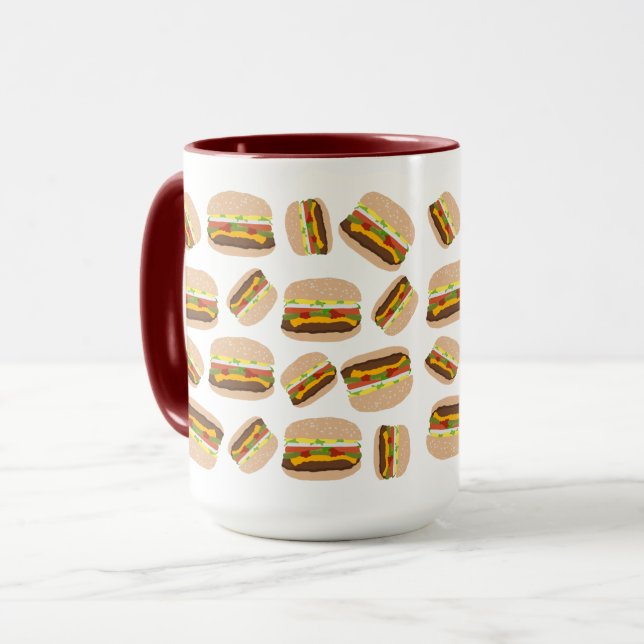 Taza Pieza divertida del patrón de hamburguesas (Anverso izquierdo)