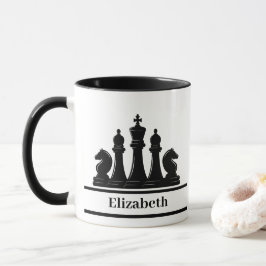 Taza Piezas de ajedrez negras personalizadas