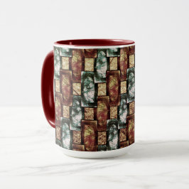 Taza Piezas rectangulares talladas y manchadas, marrón 