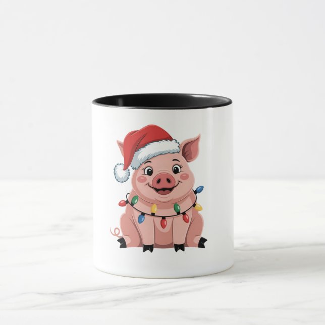 Taza Pig Christmas Santa Hat Xmas Holiday Xmas Pigmass (Centro)