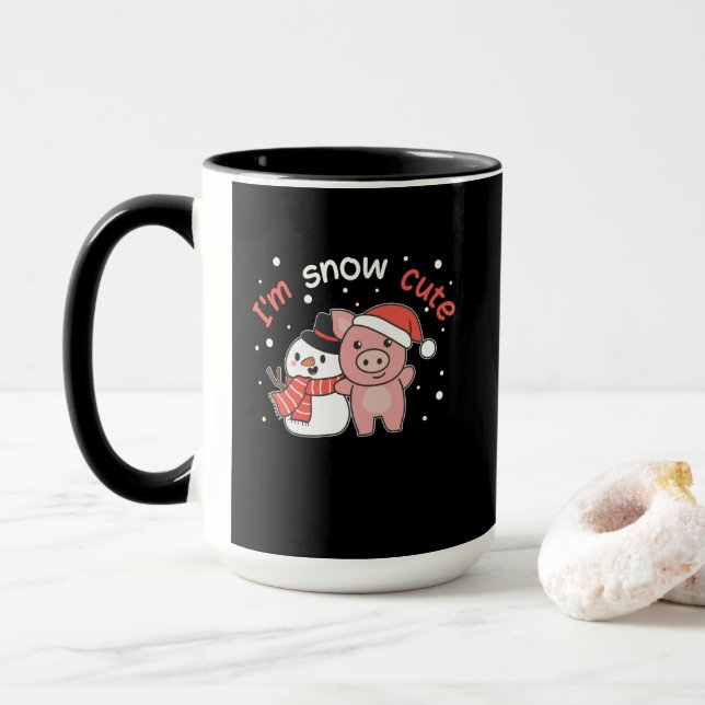 Taza Pig I'm Snow Cute Snowman Snow Pun (Con donut)