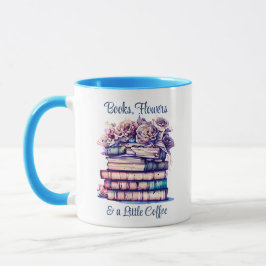Taza Pila antigua de libros y Rosas de la época bonito