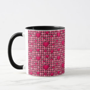 Taza Pila rosada con los corazones