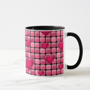 Taza Pila rosada con los corazones