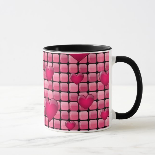 Taza Pila rosada con los corazones (Derecha)