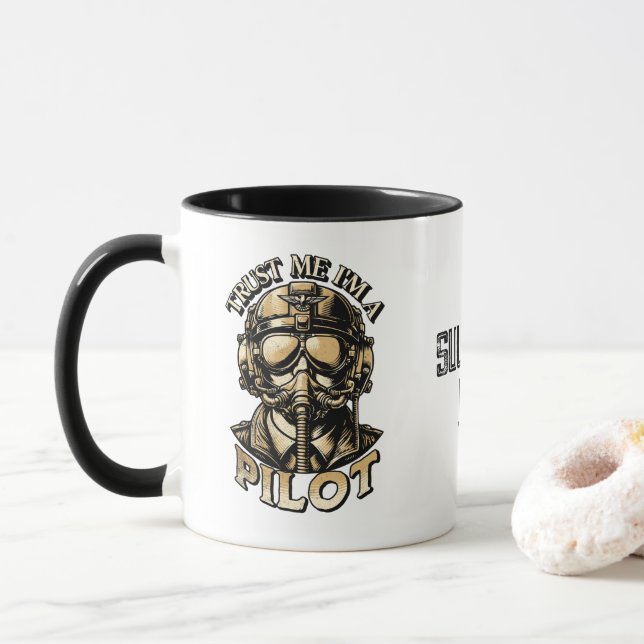 Taza Piloto de fecha y nombre personalizado con problem (Con donut)