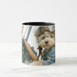 Taza piloto de osito de peluche, avión viejo
