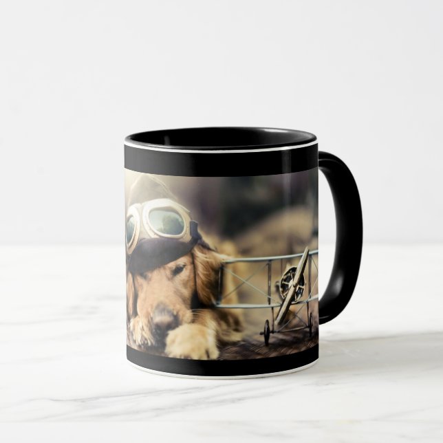 Taza Piloto del aeroplano del golden retriever (Anverso derecho)