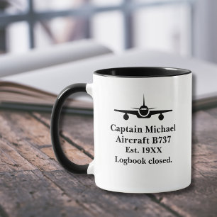 Taza Piloto Jubilado Nombre del Capitán de Aviación Per