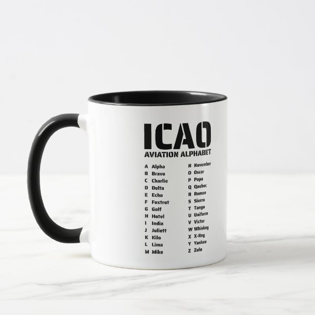Taza Piloto piloto de alfabetos de aviación de la OACI (Izquierda)