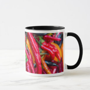 Taza Pimientos Picantes Calientes En El Mercado De Agri