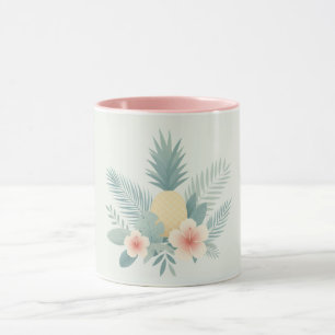 Taza Piña floral y Hawaiana