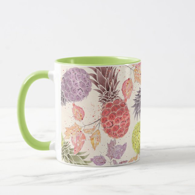 Taza Piña, pareja dulce, fruta, acuarela (Izquierda)