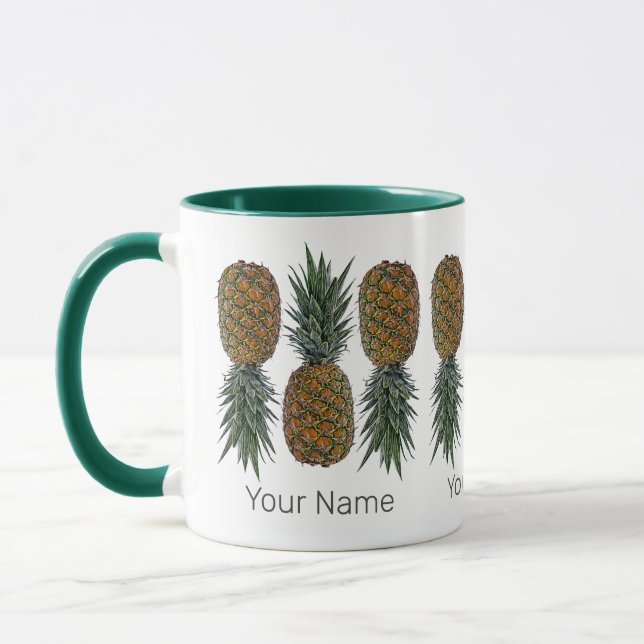 Taza Piña Retro Vega y Vegetariana Fruta Vintage (Izquierda)