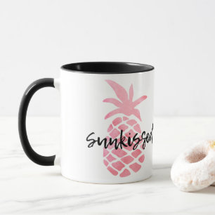 Taza Piña rosa pastel con un beso solar