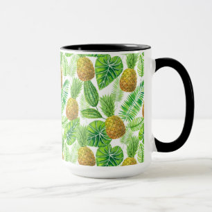 Taza Piñas y hojas tropicales