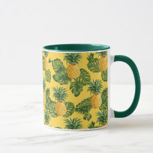 Taza Piñas y hojas tropicales con oro