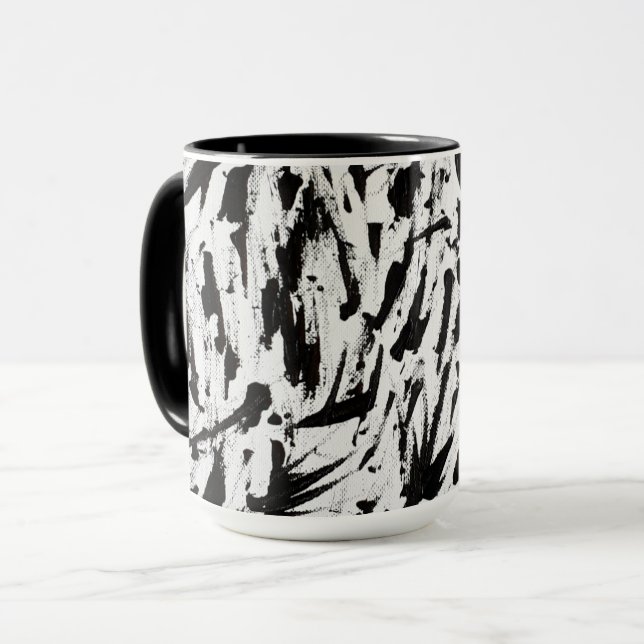 Taza Pinceles abstractos en blanco y negro (Anverso izquierdo)