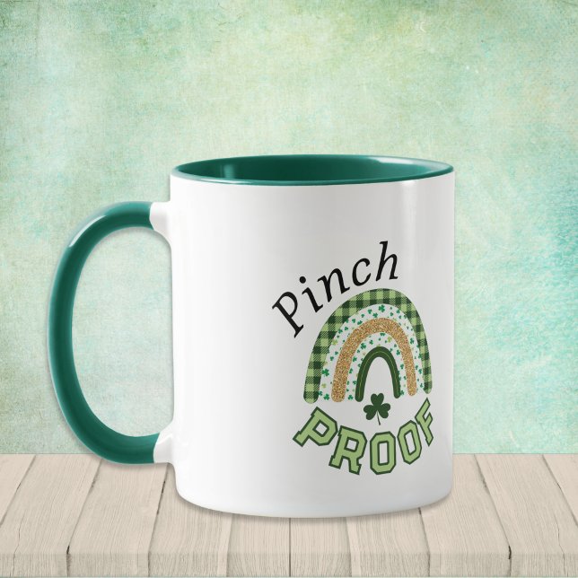 Taza Pinch Proof St Patrick's Day Green Rainbow Plaid (Subido por el creador)