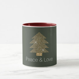 Taza Pine Green Gold Glitzy Purpurina Árbol de Navidad