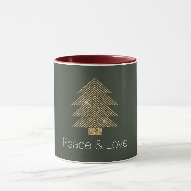 Taza Pine Green Gold Glitzy Purpurina Árbol de Navidad  (Centro)