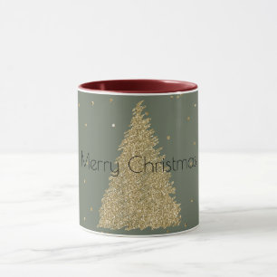 Taza Pine Green Gold Purpurina Sparkke Christmas Tree