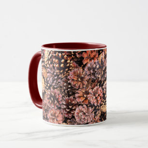 Taza Pinecone otoño rústico marrón de invierno colorido